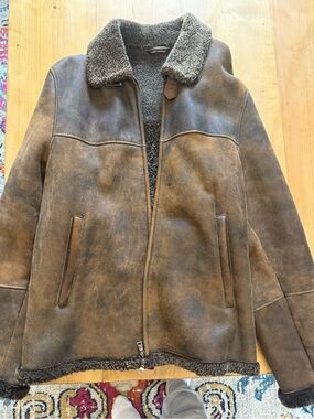 Harry Rosen Men’s Genuine Shearling Bomber Jacket – Large